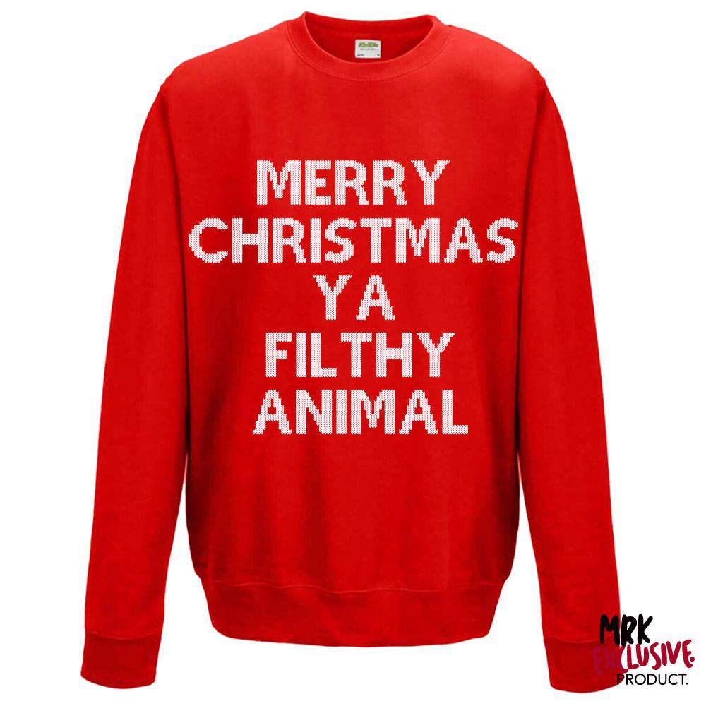 Christmas Family Matching Red Sweater & Romper Set - Filthy Animal Holiday Outfits for Couples & Families - Perfect for Ugly Sweater Parties & Festive Gatherings