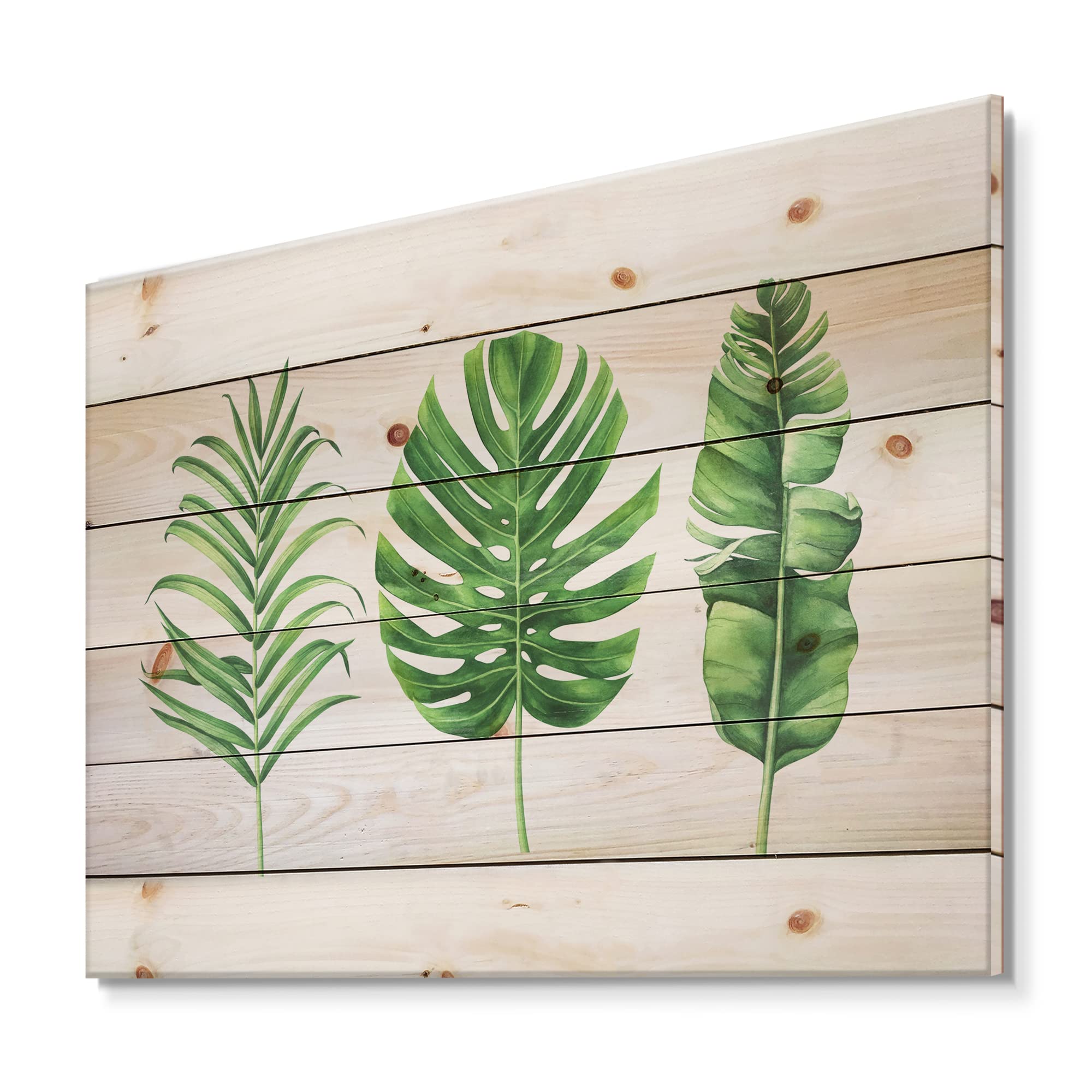 Monstera Leaf Wall Decor - Tropical Farmhouse Wood Wall Art, Large Floral Printed Pine Wood Panel for Living Room, Bedroom & Office