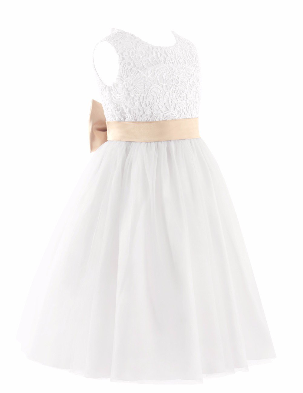 FEESHOW Girls First Communion Dress with Heart Cutout Back - Flower Girl Dress for Wedding, Party & Pageant - Perfect for Church Ceremonies, Special Occasions & Formal Events