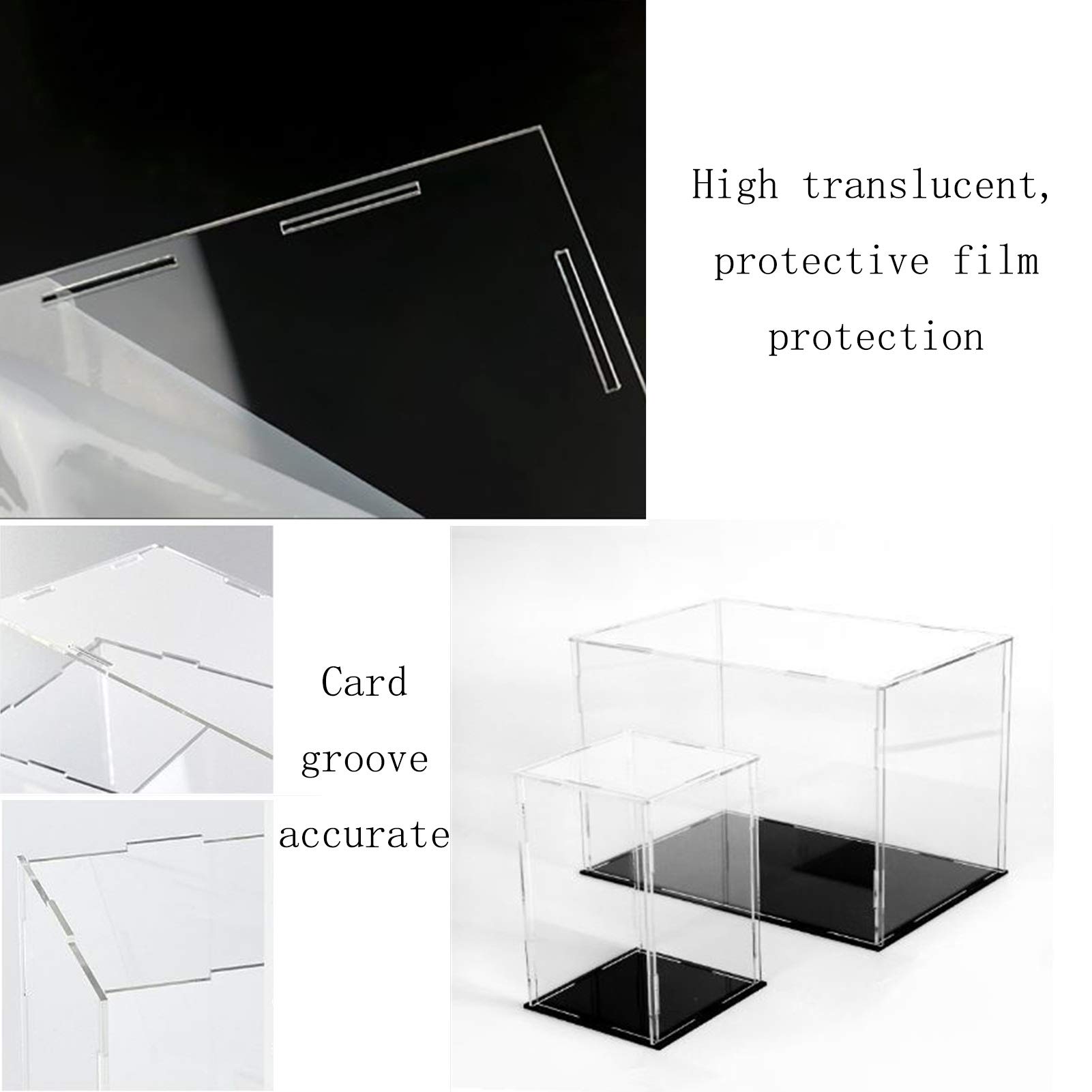 XINGLL Clear Acrylic Display Case with Black Base - Dustproof Cube for Action Figures, Jewelry, Baseball Collectibles & Model Storage - Customizable Protection Showcase | Perfect for Home Decor, Retail Display & Collectible Preservation