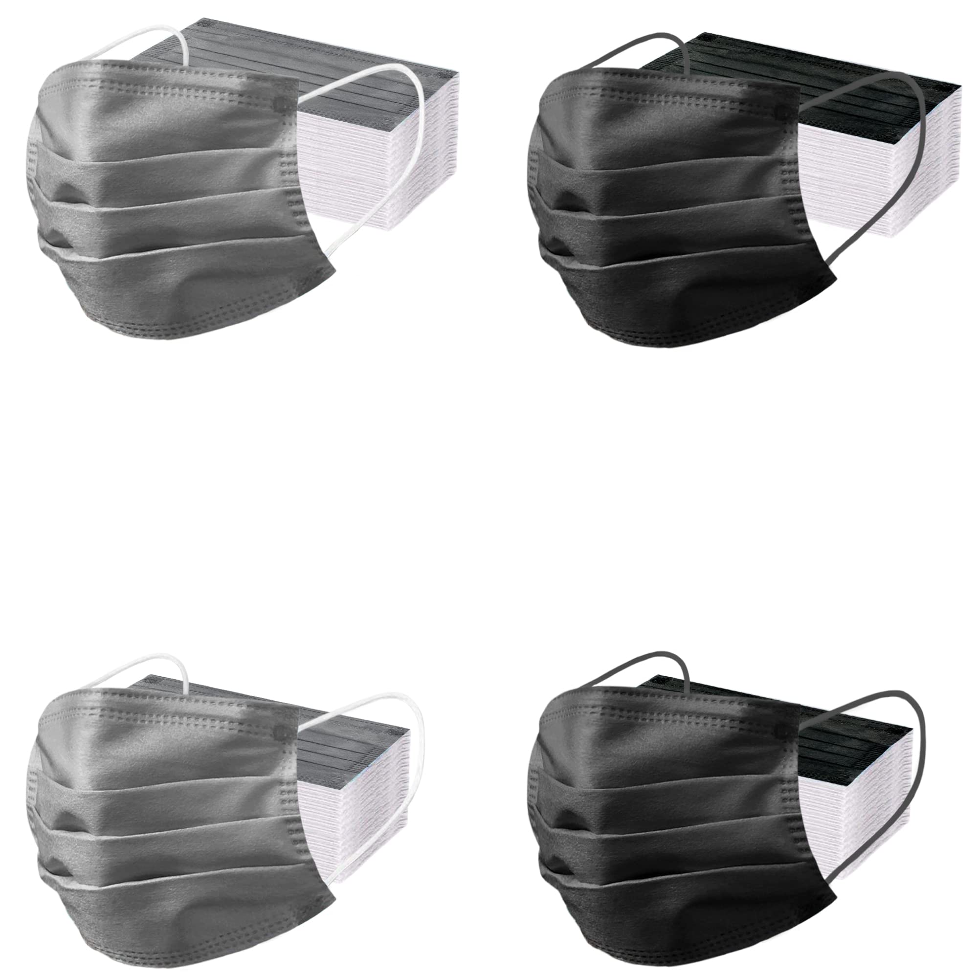 3-Ply Disposable Face Masks with Earloop - Black & Blue Dust Protection for Adults | Breathable Safety Mask for Daily Use, Work, Travel & Public Places
