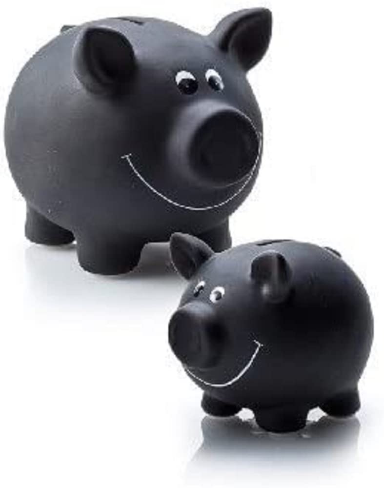 60279 Ceramic Small Piggy Bank with Chalk - 9.5 cm Cute Money Saving Bank for Kids, Home Decor & Gift Idea | Perfect for Birthday, Christmas & Piggy Bank Collectors