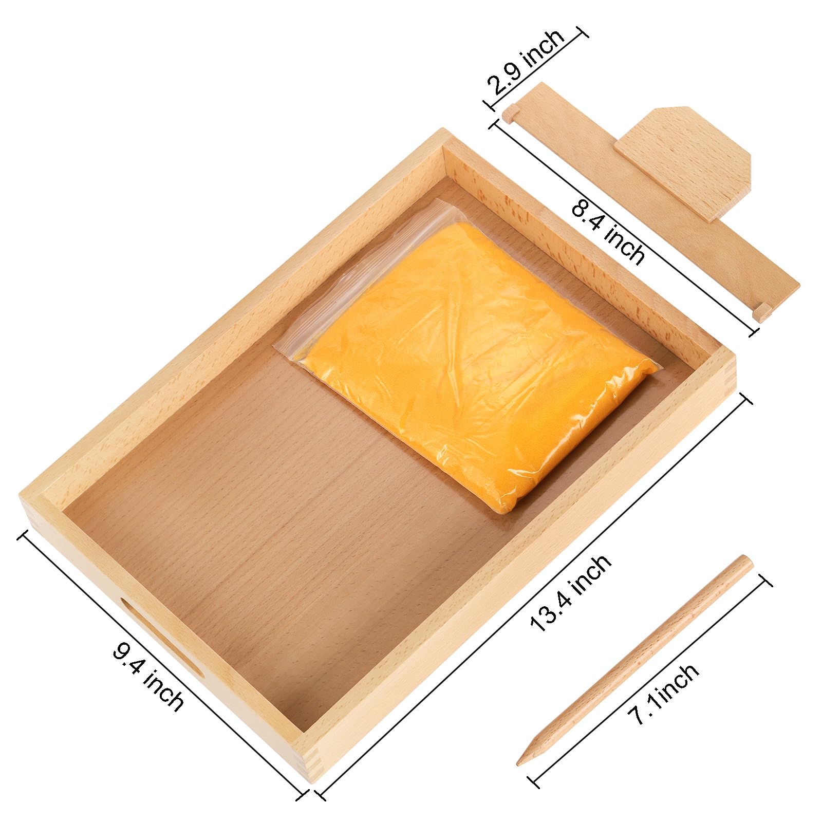 Montessori Sand Tray for Kids - Wooden Letter & Number Tracing Tray with Wooden Pen - Educational Writing Practice Toy for Preschool Learning - Perfect for Homeschooling & Classroom Letter Formation Activities