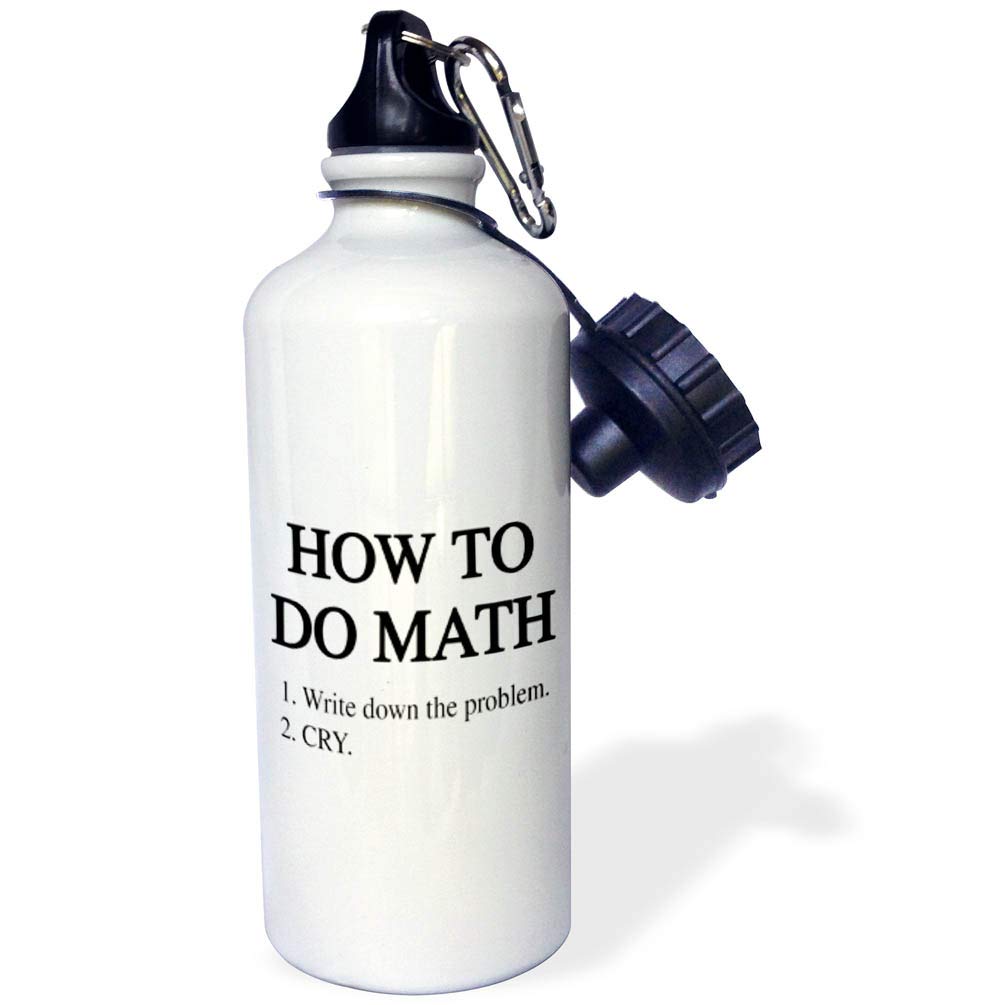 3dRose How To Do Math Sports Water Bottle - 21 oz Insulated Stainless Steel White Bottle for School, Gym & Outdoor Activities | Perfect for Students, Athletes & Math Lovers