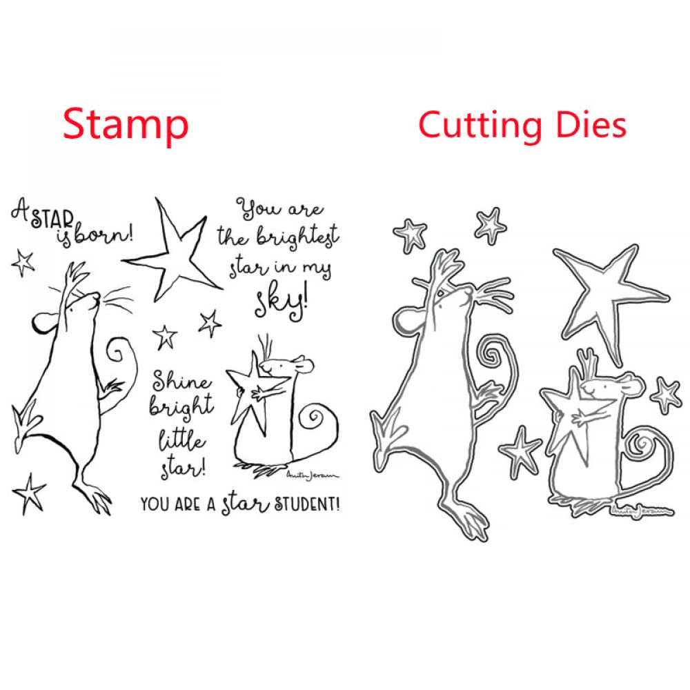 Twinkle Stars Metal Cutting Dies & Silicone Stamps Set for Card Making - DIY Scrapbooking, Paper Crafting, Arts & Crafts - Perfect for Birthday Cards, Wedding Invitations, and Holiday Decorations