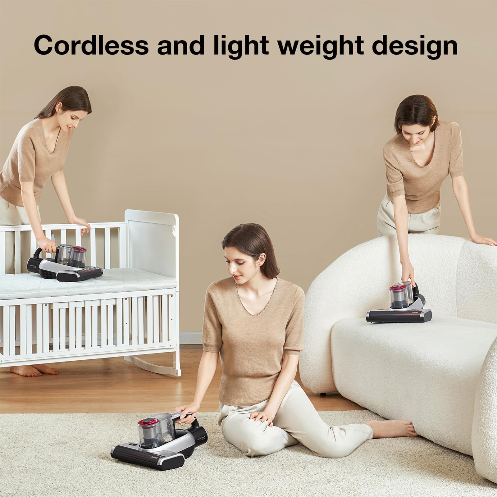 Jimmy Cordless Mattress Vacuum Cleaner - 250W Powerful Handheld Vacuum for Dust, Pet Hair & Allergens with Ultrasonic Technology | Portable Bed Vacuum for Deep Cleaning Mattresses, Sofas & Car Interiors (BD7 Pro)