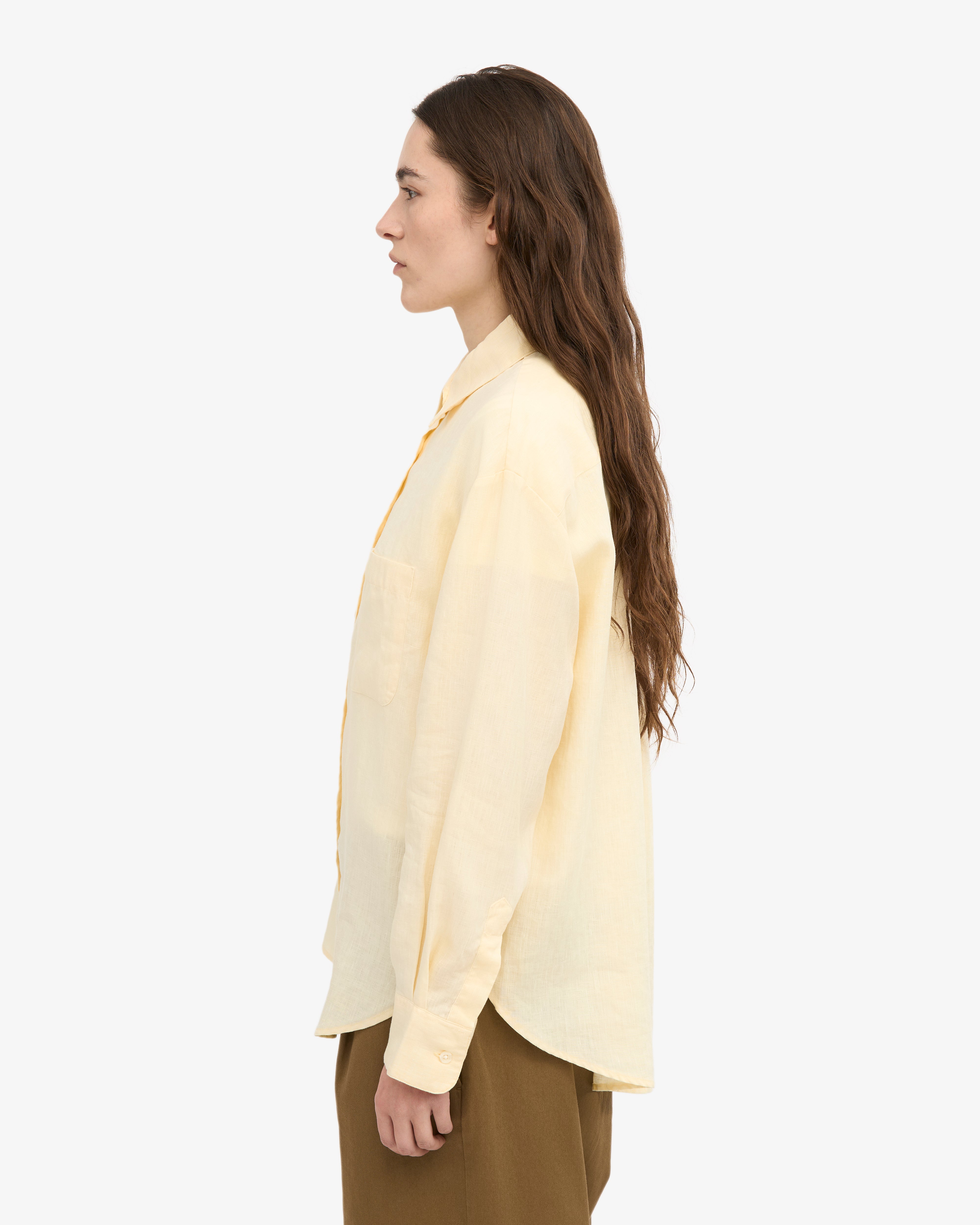 Soft Yellow Linen Oversized Shirt for Women - Breathable & Comfortable Summer Blouse - Perfect for Beach Outings, Casual Wear & Boho Style Outfits