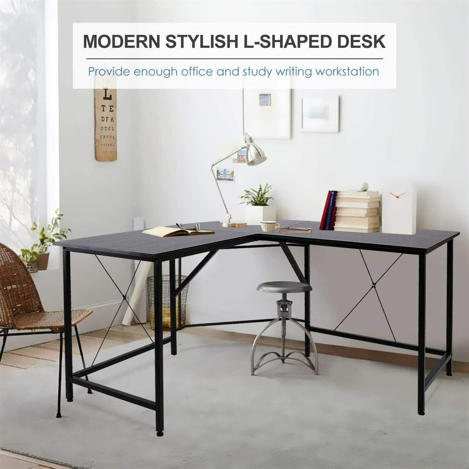 Modern L-Shaped PC Desk - Adjustable Corner Computer Desk for Home Office, Study & Workstation | Multi-Functional Writing Table with Storage | Perfect for Small Spaces & Gaming Setups (Brown)
