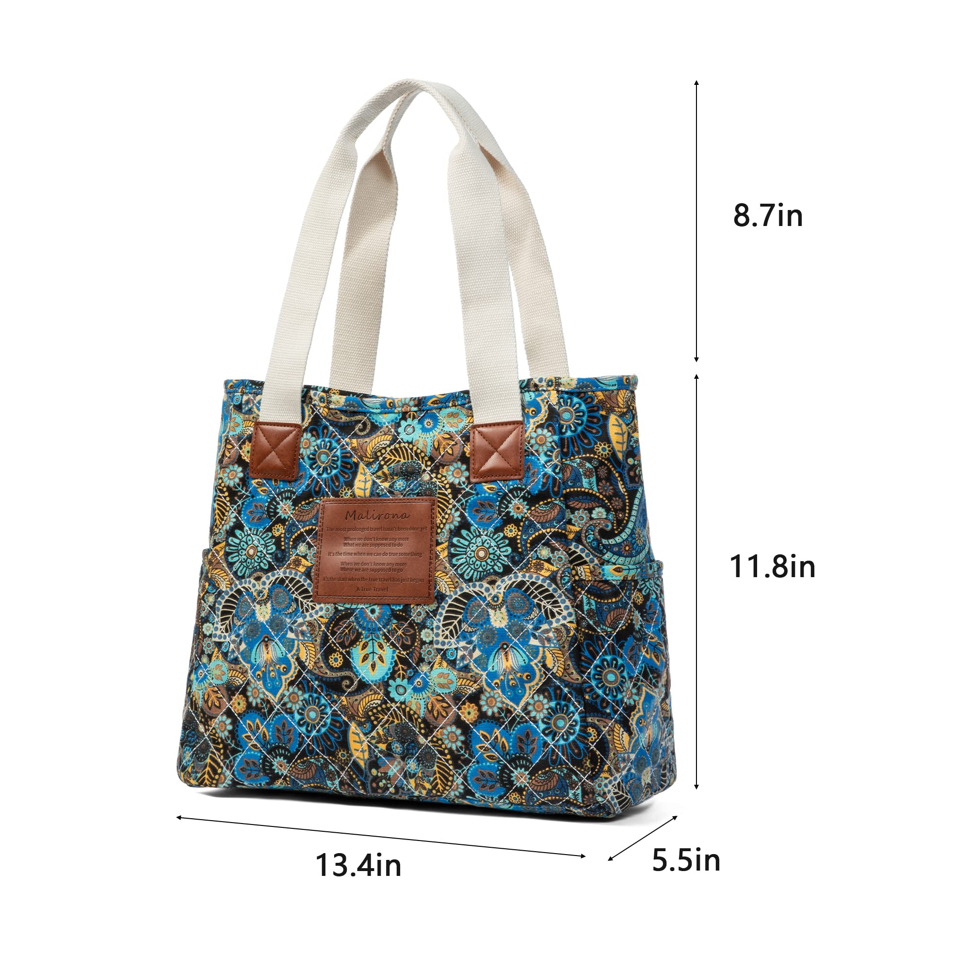 Malirona Women's Canvas Tote Bag with Zipper - Large Capacity Casual Handbag for Women, Durable Shoulder Bag for Office, Shopping & Travel | Perfect Work Tote, Beach Bag & Everyday Carry-all