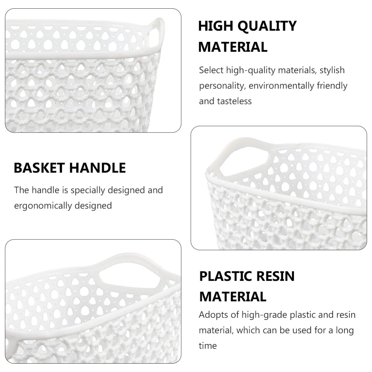5-Piece Plastic Storage Baskets Set - Desktop & Home Organization for Kitchen, Bathroom, Clothes | Space-Saving Multipurpose Storage Containers for Office, Bedroom, and Dorm Room Organization