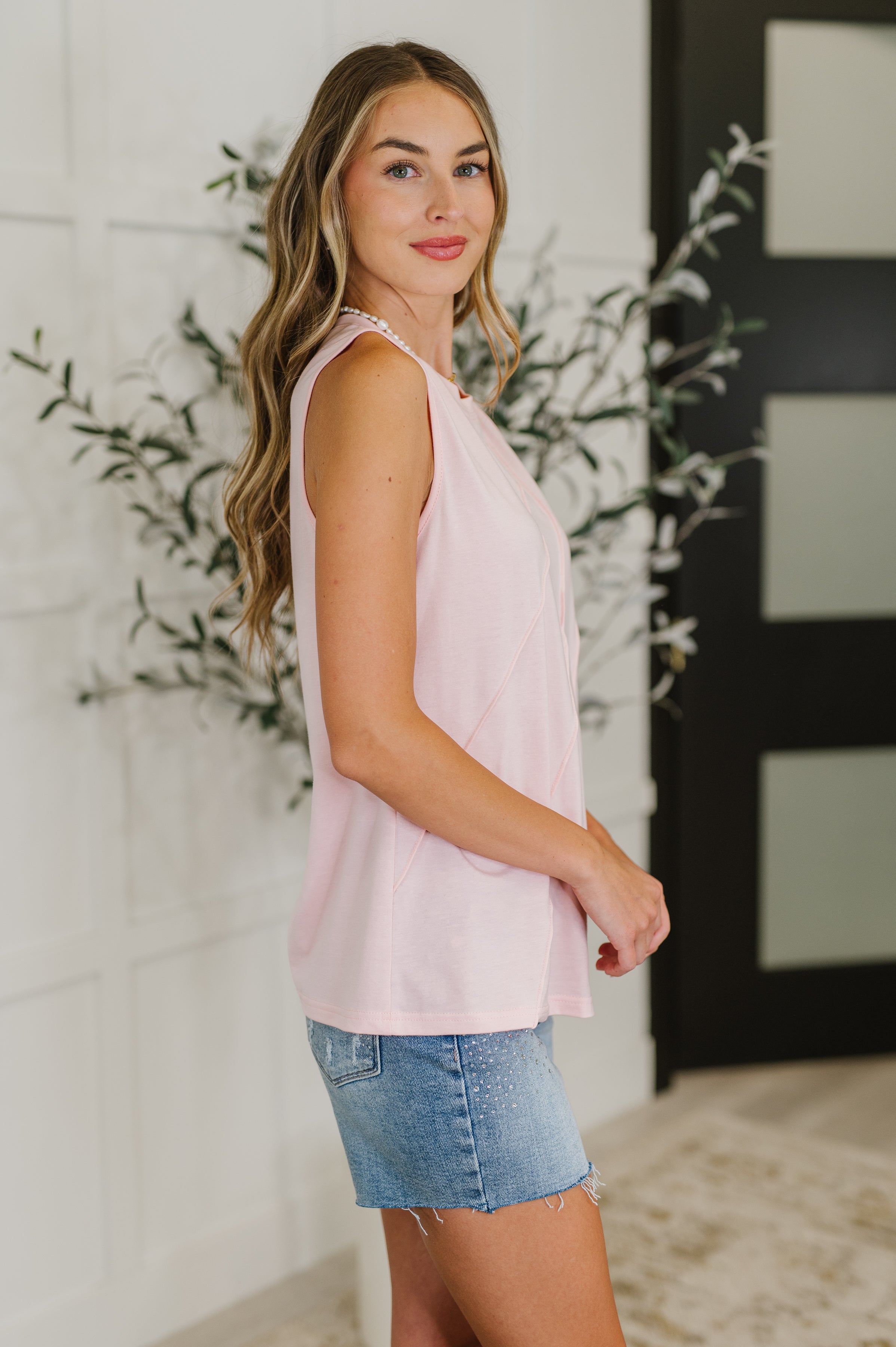 Stylish Pink Pleat Detail Sleeveless Top for Women | Trendy Summer Blouse | Perfect for Casual Outings, Beach Vacations & Date Nights