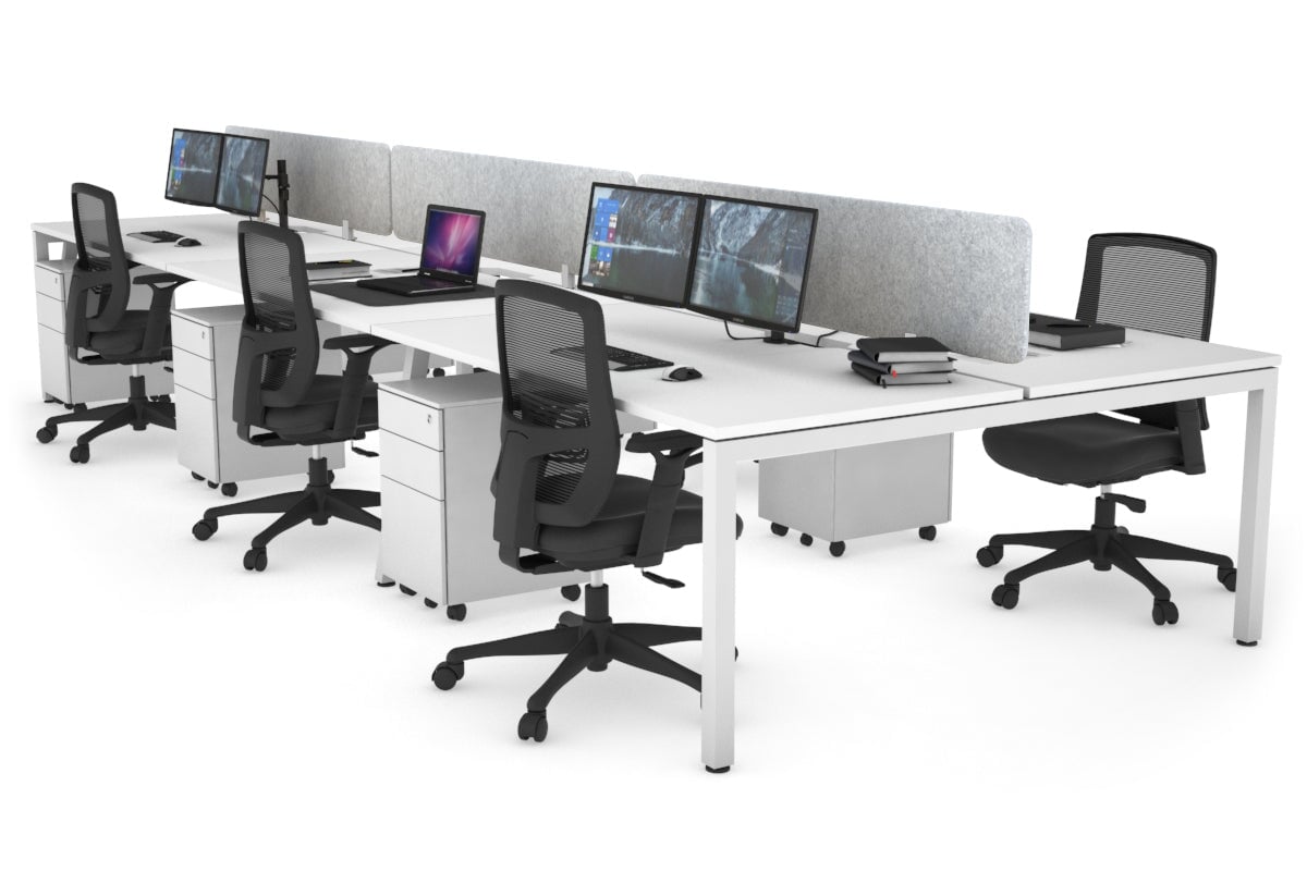6-Person Office Workstation with Quadro Square Legs - 1600L x 800W Dimensions, Cable Management Scallop for Organized Workspace - Perfect for Open Office Layouts, Team Collaboration & Modern Workspaces