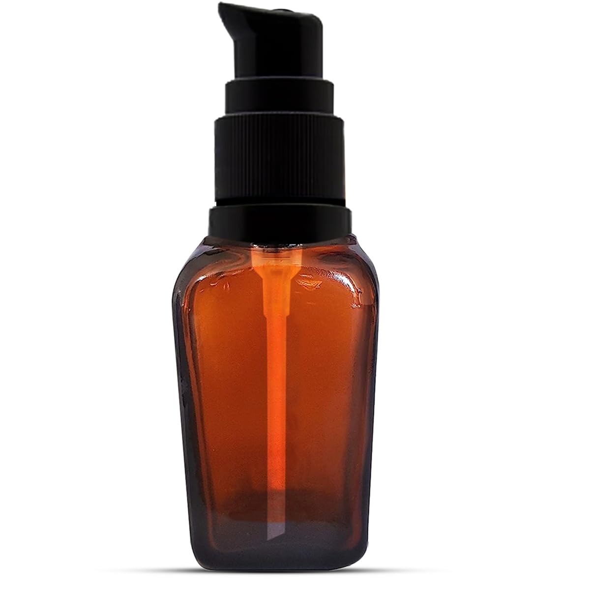Refillable 20ml Square Amber Glass Bottles (Pack of 5) - Essential Oil Dispenser, Lotion Pump Bottle for Face Cream, Toner & Travel Toiletries | Leak-Proof, Eco-Friendly Containers for Skincare & Beauty Products