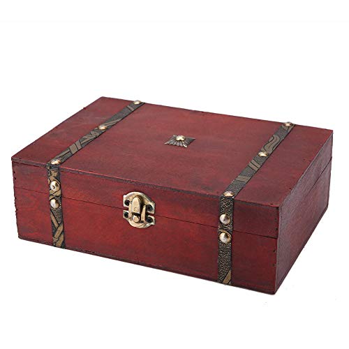 Vintage Wooden Jewelry Box - Handmade Antique Treasure Chest Organizer for Jewelry Storage & Decoration | Perfect for Vintage Home Decor, Wedding Gifts & Keepsake Display