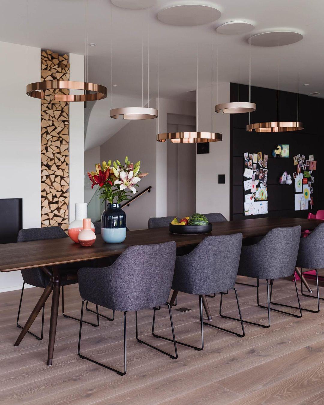 Modern Circular Chandelier - Elegant Round Ceiling Light Fixture for Dining Room, Living Room & Bedroom | Perfect for Home Decor & Interior Design