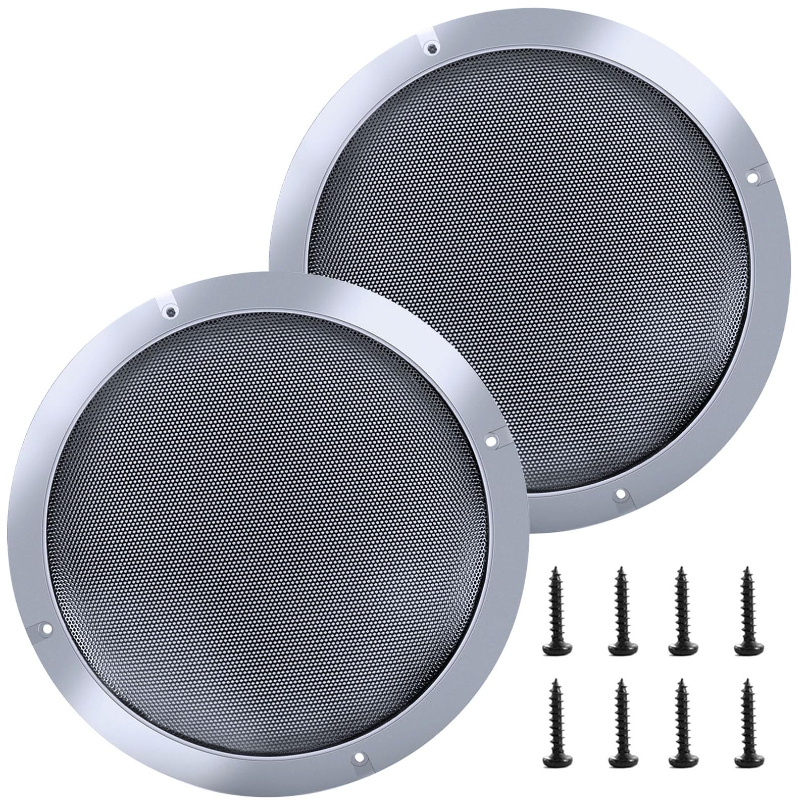 6.5 Inch Speaker Grill Cover - Metal Mesh & Silver Plastic Rim for Car & Home Audio Subwoofers | Durable Protection for In-Car & Home Theater Sound Systems