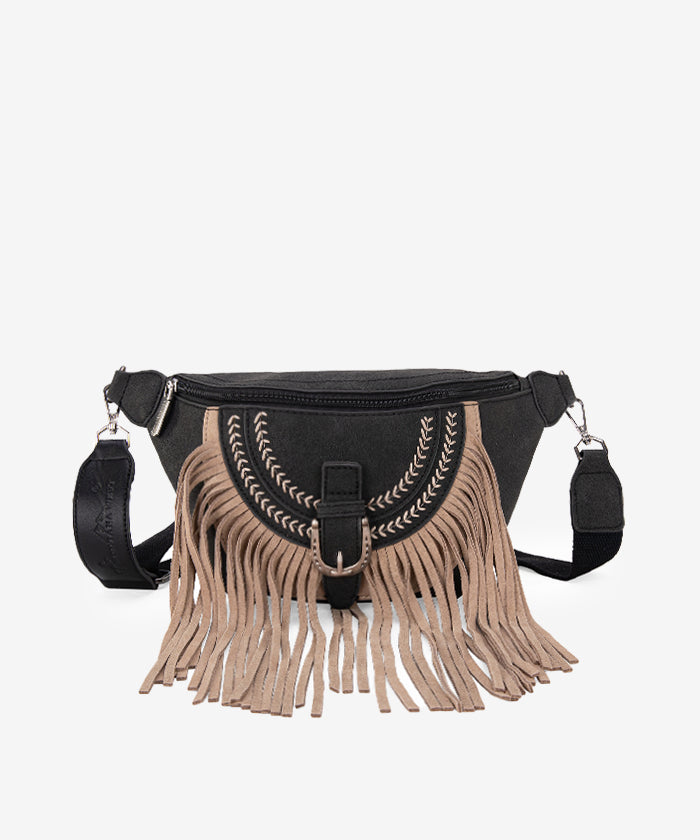 Montana West Fringe Crossbody Belt Bag for Women - Stylish Leather Waist Pack with Adjustable Strap, Perfect for Travel, Concerts & Outdoor Activities