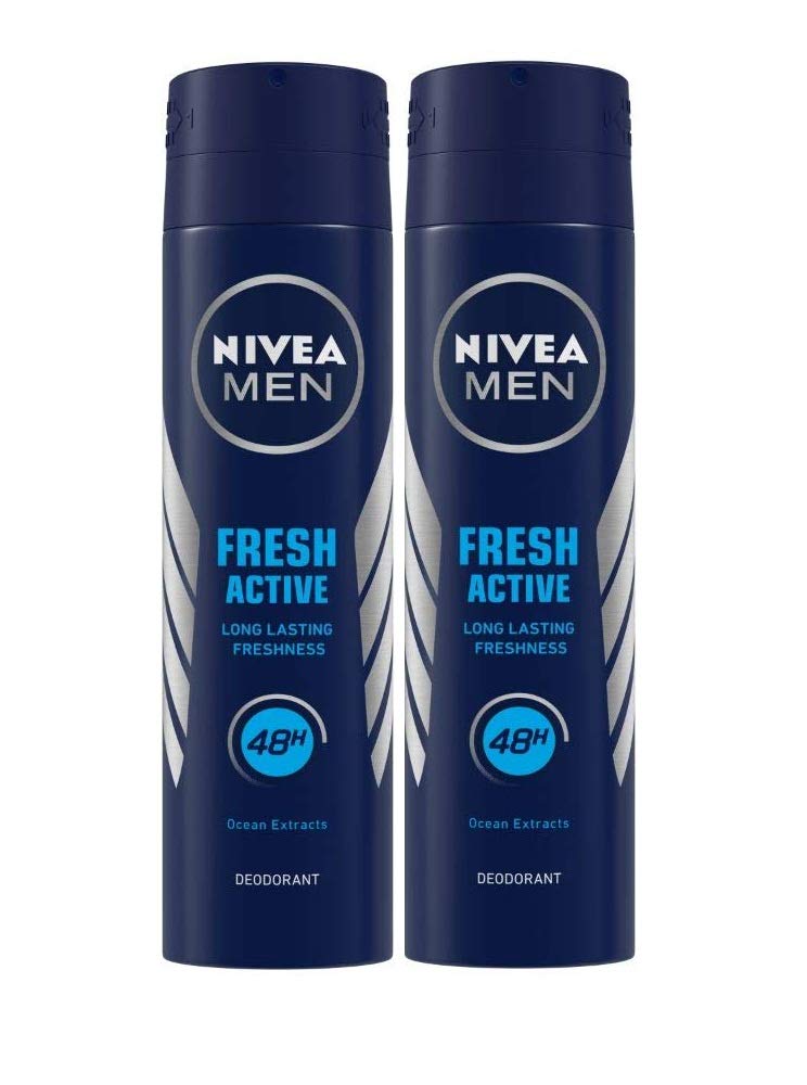 NIVEA Fresh Active Spray Deodorant for Men, 2-Pack – Long-Lasting Protection & Fresh Scent for Daily Use, Gym & Outdoor Activities
