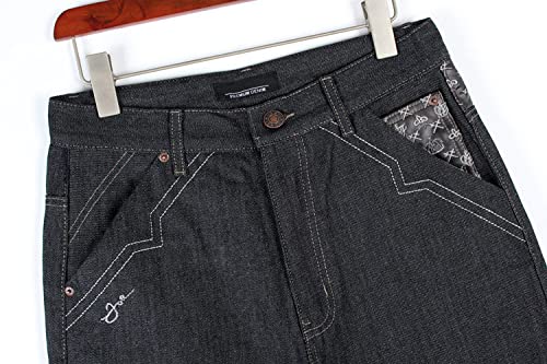 QBO Men's Hip-Hop Wash Denim Baggy Jeans with Pockets - Loose Fit Streetwear Pants for Casual Wear & Hip Hop Fashion
