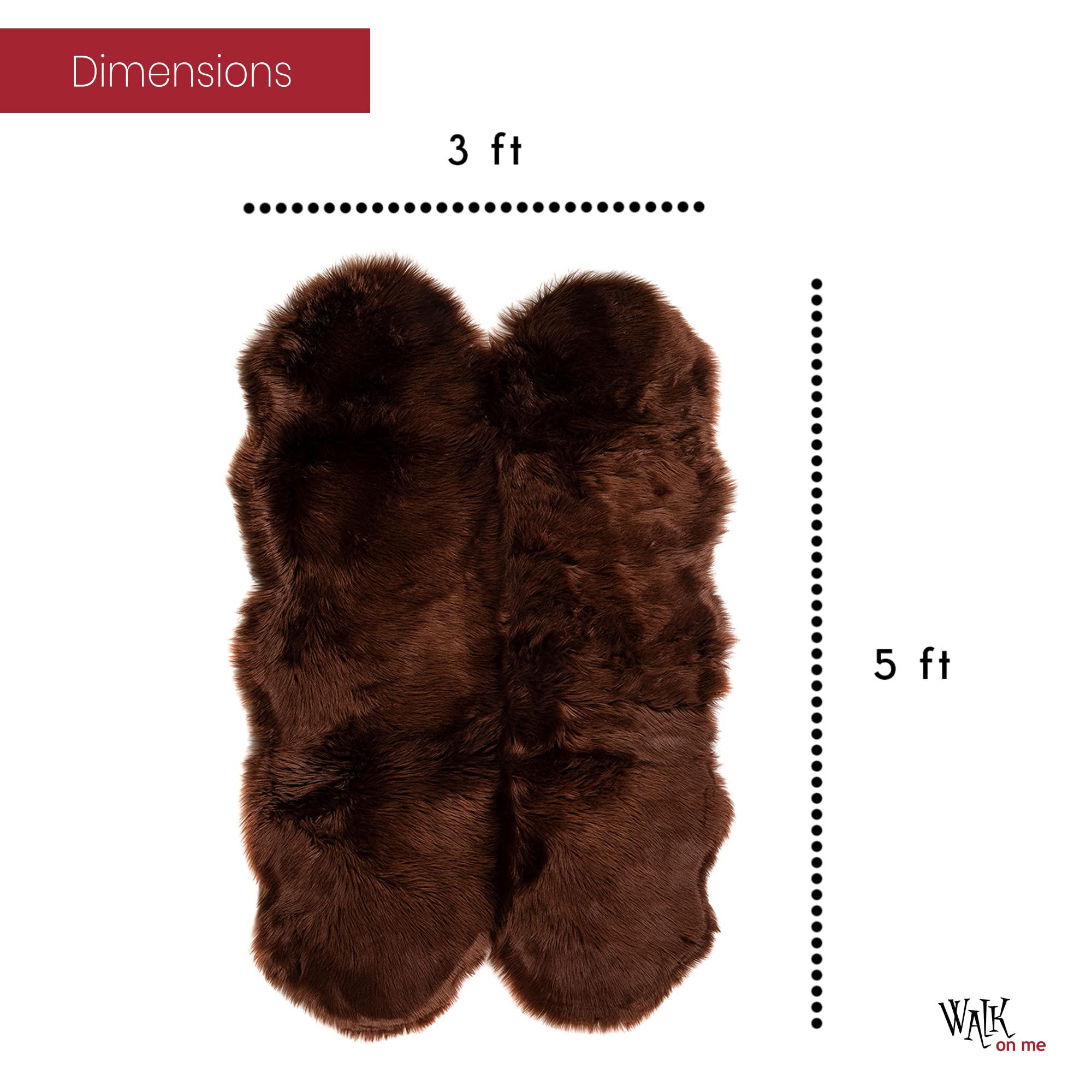 Premium 3x5 ft Soft Faux Fur Area Rug - Brown Fluffy Shaggy Sheepskin Rug for Living Room, Bedroom, Nursery | Non-Slip Backing & Machine Washable | Cozy Home Decor for Winter, Family Rooms & Pet-Friendly Spaces