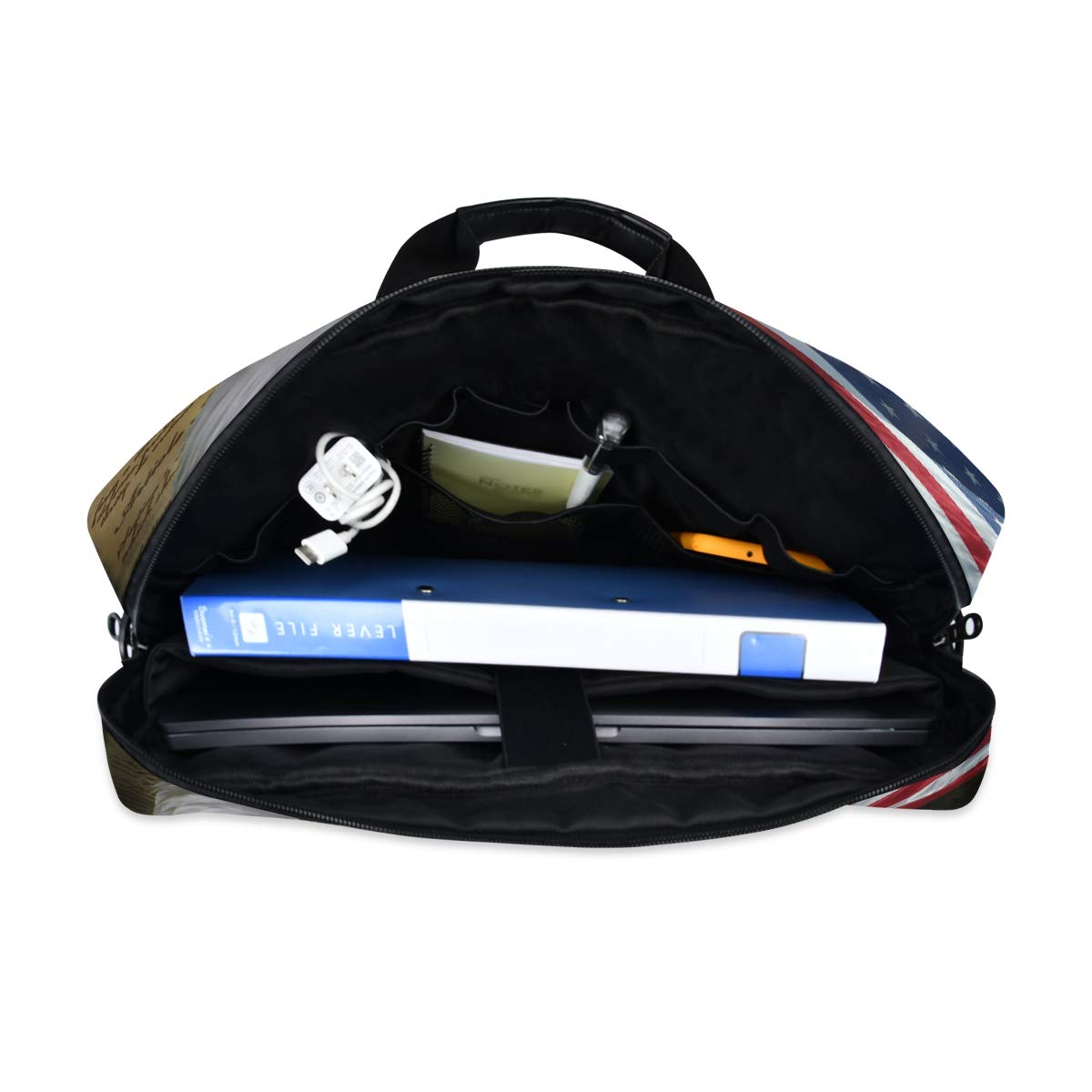 Patriotic USA Flag & Eagle Laptop Bag - Durable 13-15.6 Inch Laptop Sleeve Case with Shoulder Strap for Work, Travel & Business | American Flag Design Computer Briefcase for Men & Women