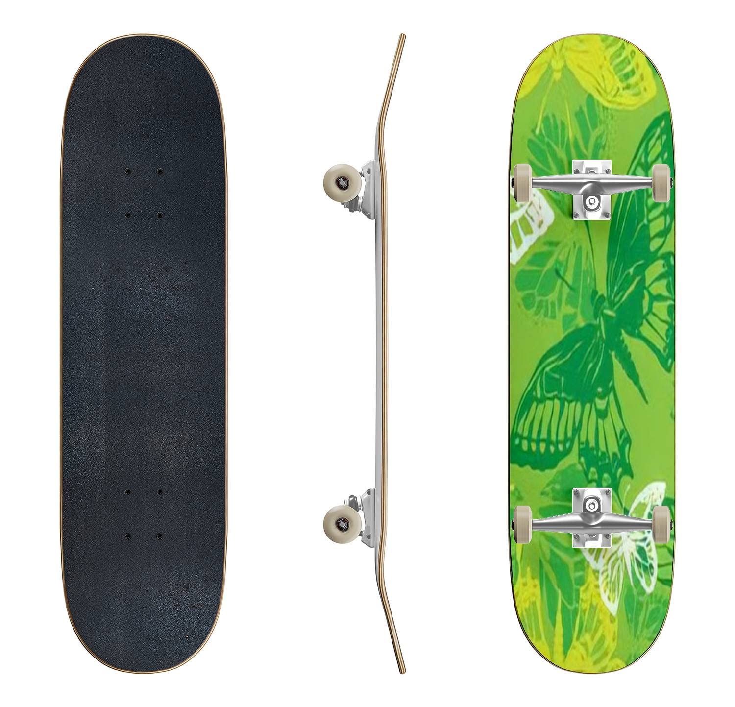 Butterfly Print Classic Concave Skateboard - Durable Longboard for Beginners & Professionals | Extreme Sports, Teen Gifts, Cool Skate Gear for Street & Park Riding