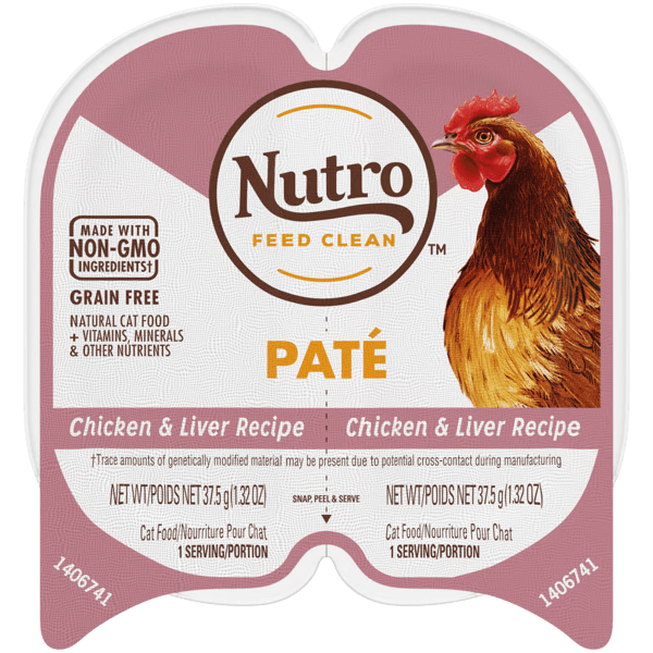 Nutro Perfect Portions Chicken & Liver Pate Wet Cat Food - Grain-Free, High Protein, Tender Pate for Adult Cats - Ideal for Picky Eaters & Mealtime Portion Control