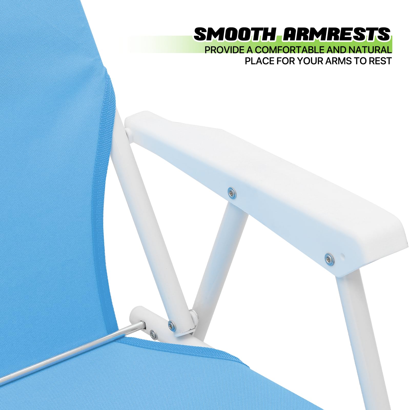 Magshion 2-Pack Folding Low Beach Chairs for Adults - Portable Lightweight Lawn Chairs with Back Pocket & Hard Armrest - Supports 250 lbs - Perfect for Camping, Fishing, Poolside, Patio, Backyard & Outdoor Relaxation (Blue)