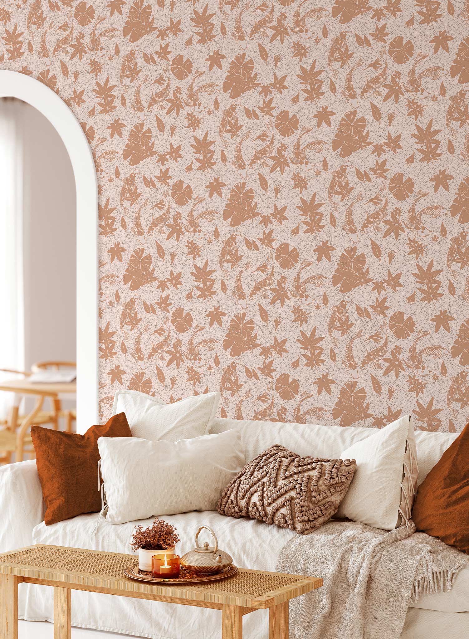 Beautiful Koi Fish Pond Wallpaper - High-Quality Waterproof & Peel-and-Stick for Home, Office, or Bathroom Decor