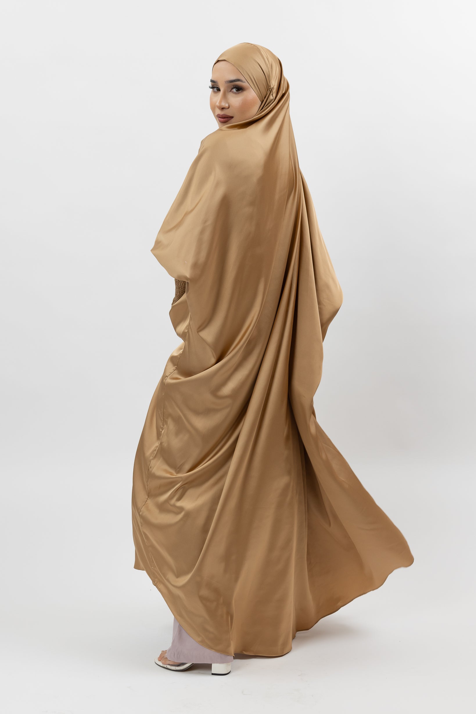 Elegant Satin Tie Back Maxi Jilbab - Modest Muslim Prayer Dress for Women - Perfect for Prayer, Mosque, and Special Occasions