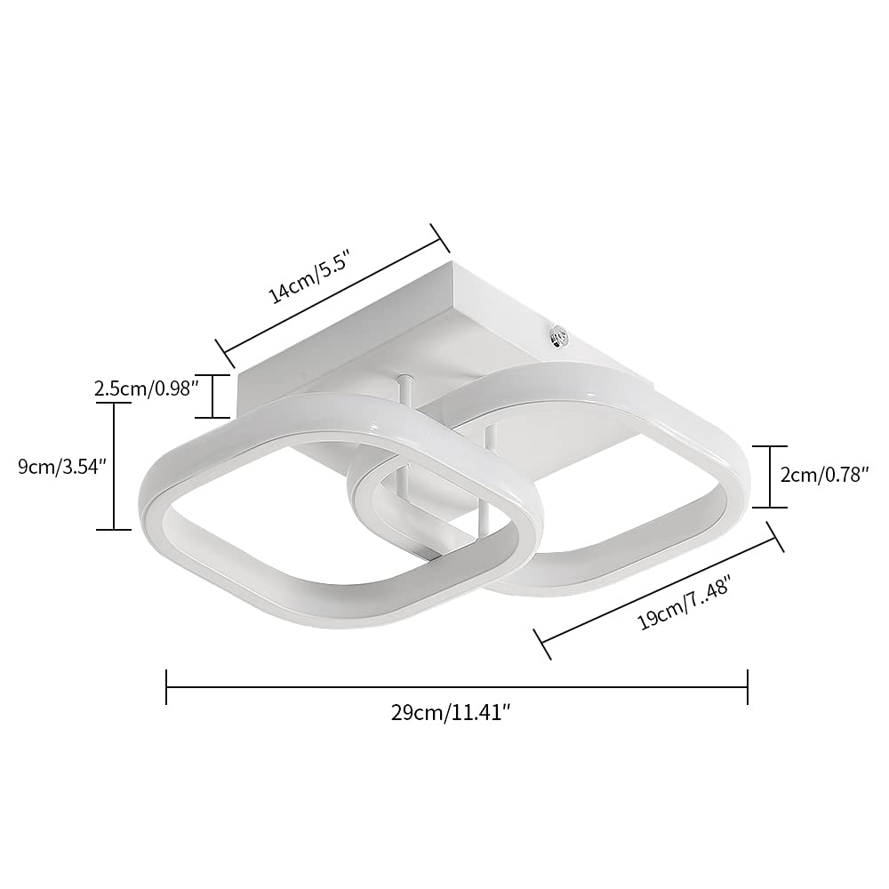 9 Inch Square LED Ceiling Light - Modern White Acrylic Hallway Lighting for Bedroom, Bathroom, Kitchen, Balcony & Stairway (Cool White) | Energy Efficient & Easy Installation for Home & Office Spaces
