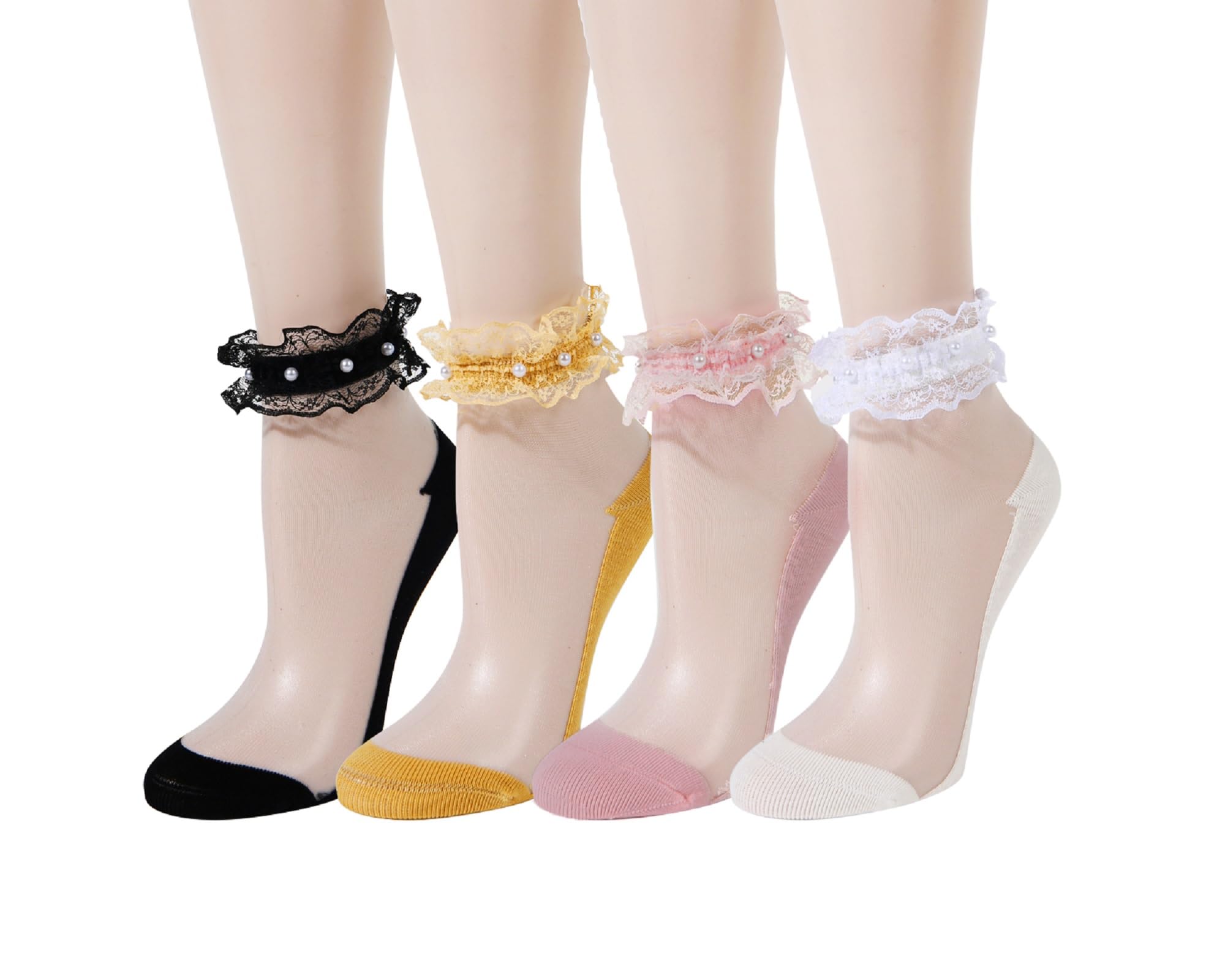Violet Mist Women's Mesh Sheer Ankle Socks - Ultra Thin Transparent See-Through Nylon Socks for Summer - Perfect for Casual Wear, Office, and Fashion Outfits