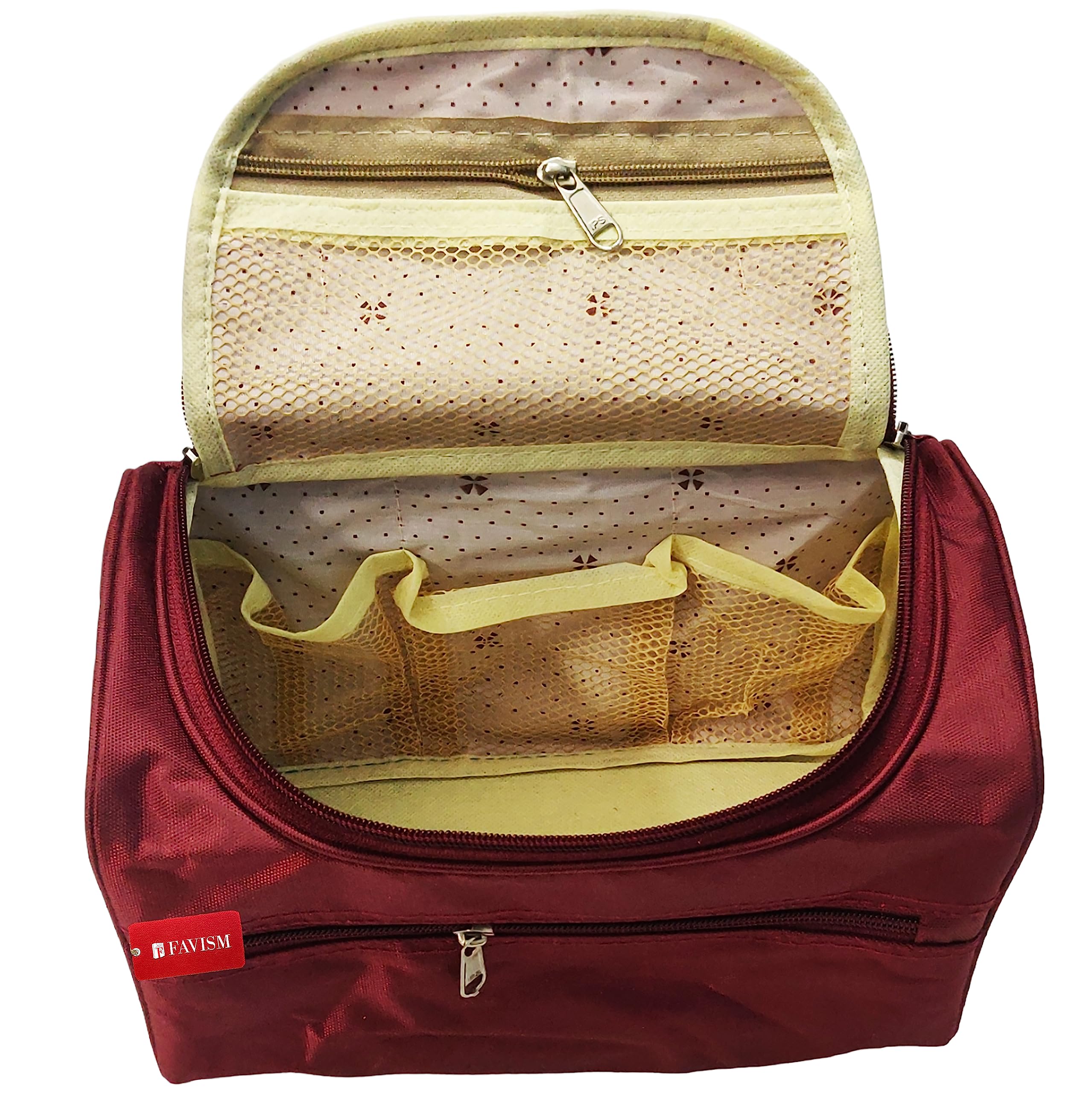 FAVISM Designer Multi-Purpose Cosmetic Organizer Kit - Makeup Storage Pouch & Travel Beauty Case for Women | Perfect for Travel, Home Vanity & On-the-Go Makeup Organization