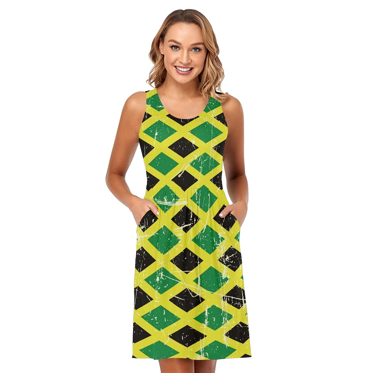 Women's Sleeveless Summer Beach Dress - Casual Sun Dress with Pockets for Vacation, Pool Party & Outdoor Activities