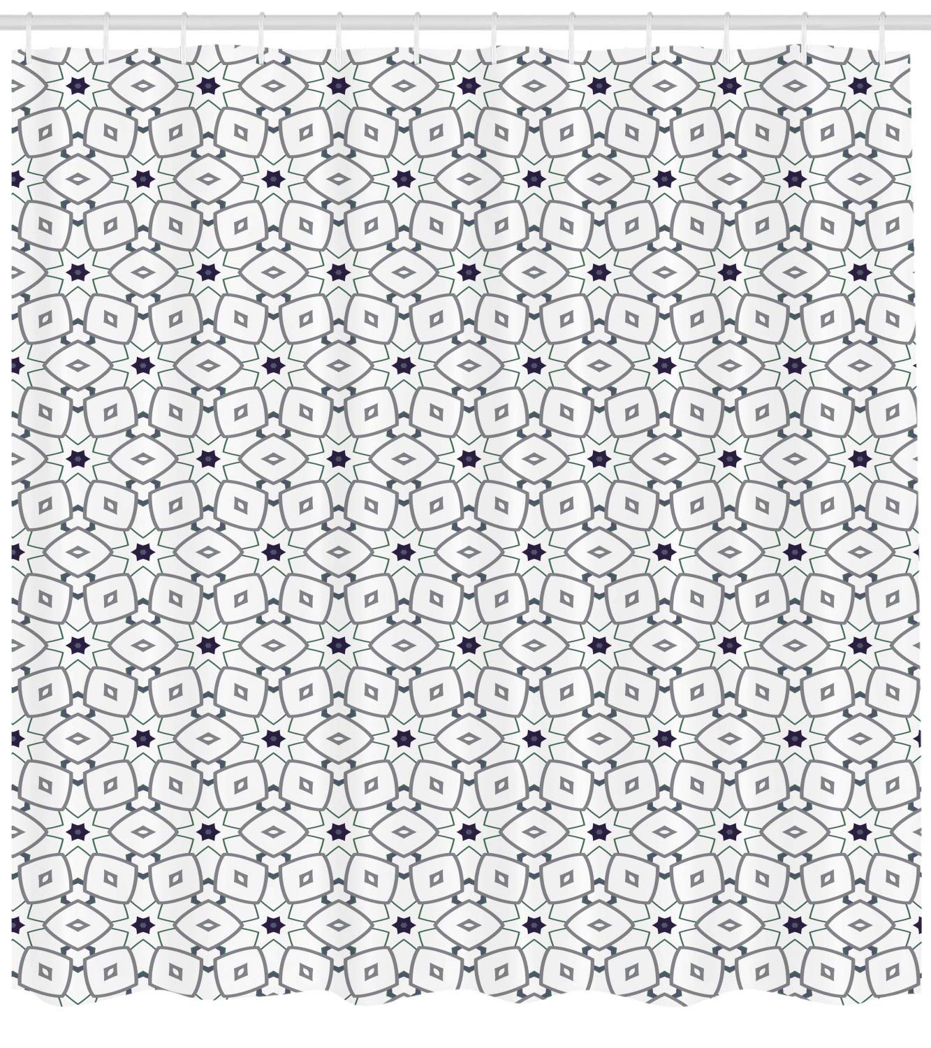 Ambesonne Abstract Geometric Shower Curtain - Modern Bathroom Decor with Ornamental Details, 69x70 Inches, Charcoal Grey & White - Waterproof Fabric for Stylish Showers & Spa-Like Bathrooms