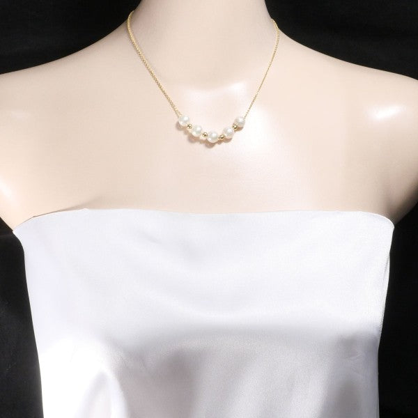 18K Yellow Gold Pearl Necklace for Women - Elegant Bridal Jewelry, Wedding Gift & Special Occasion Accessory