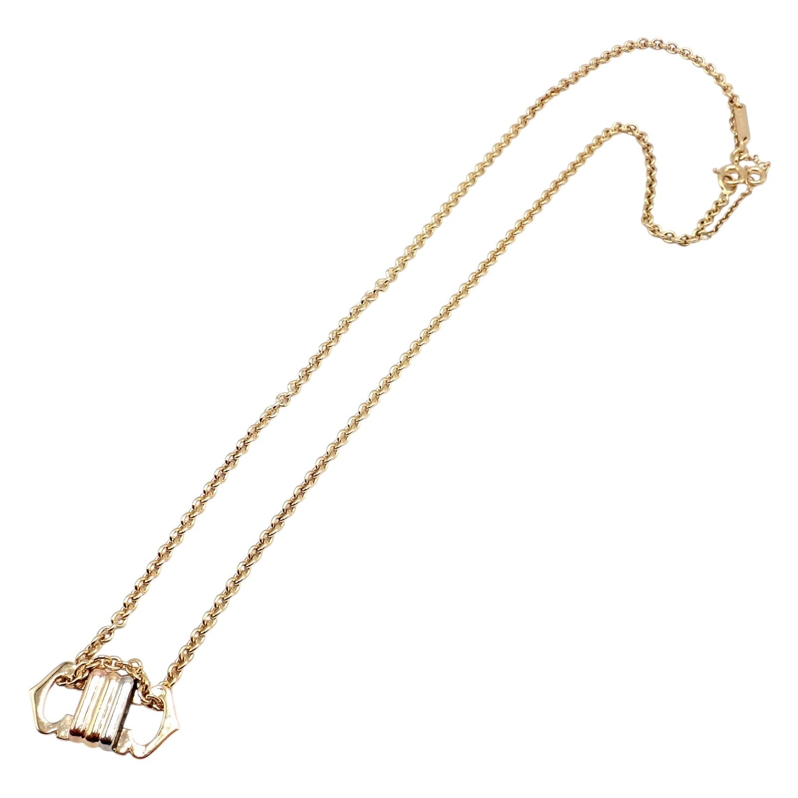 Authentic Cartier 18k Tri-Color Gold Double C Charm Pendant Necklace for Women - Luxury Jewelry Gift for Anniversary, Birthday & Special Occasions