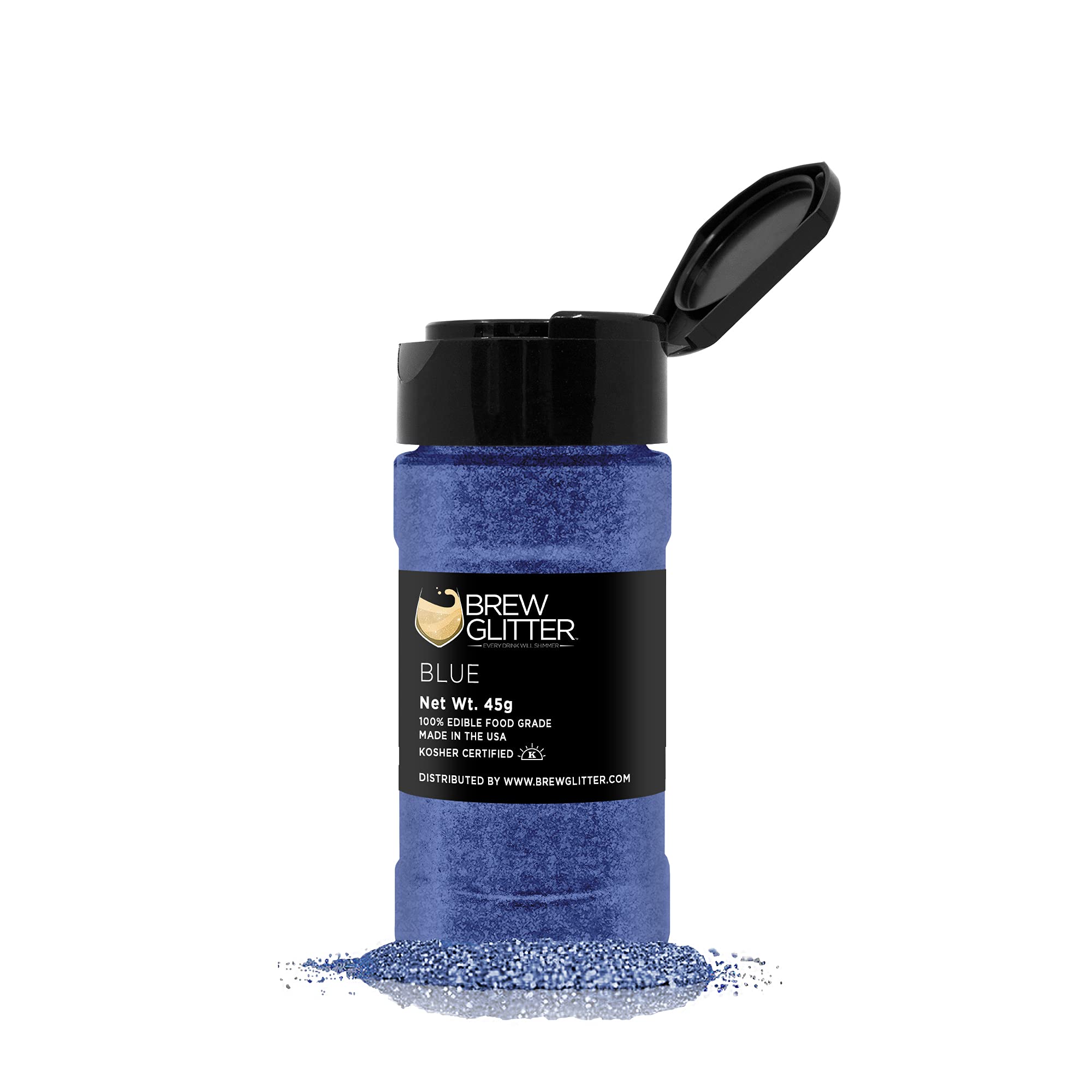 Blue Brew Edible Glitter for Drinks - Food Grade Sparkle Dust for Cocktails, Beer & Beverage Garnish | Kosher, Halal Certified | Vegan, Gluten & Nut Free (45g Shaker) - Perfect for Party Drinks, Wedding Toasts & Festive Celebrations