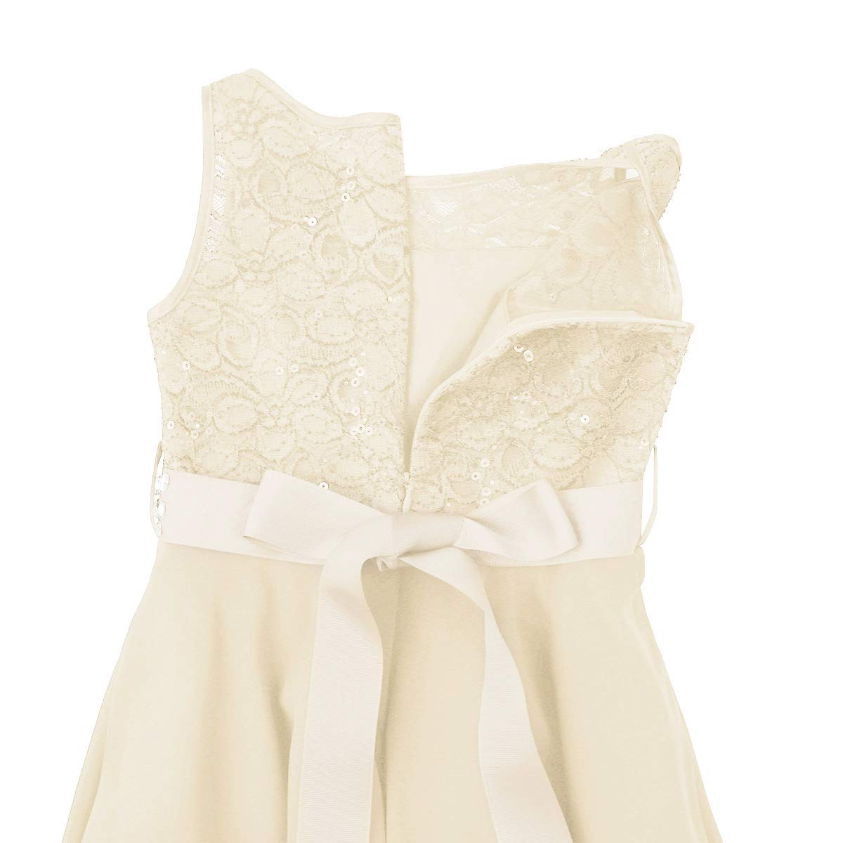 Hansber Big Girls Sequined Lace Chiffon Sleeveless Flower Girl Dress - Elegant Pageant & Wedding Party Gown for Special Occasions | Perfect for Flower Girls, Pageants, Weddings & Formal Events