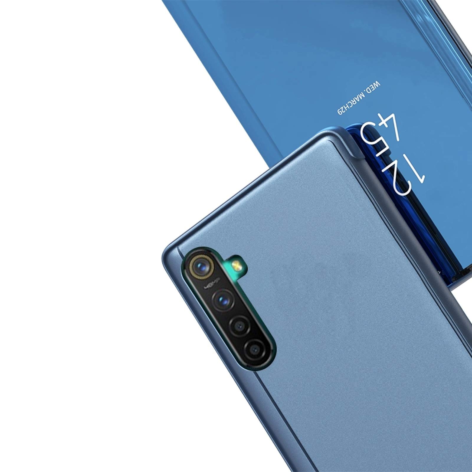 Oppo Realme XT / K5 / X2 Mirror Flip Leather Phone Case with Stand - Blue | Premium Protective Cover for Daily Use & Travel