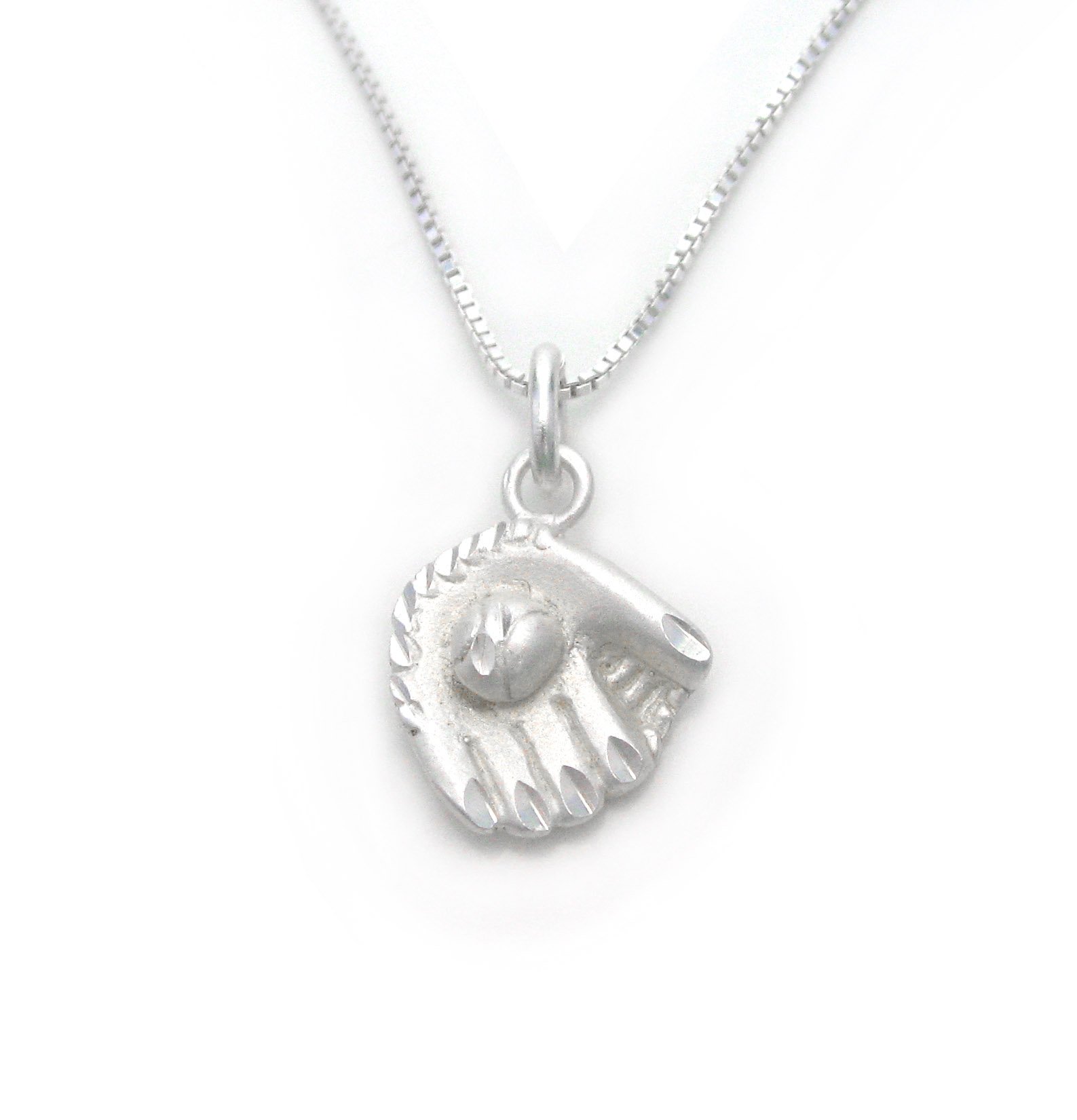 Sterling Silver Baseball & Softball Glove with Ball Charm Necklace - Perfect Gift for Sports Lovers & Jewelry Enthusiasts | Game Day, Graduation, Birthday Accessories