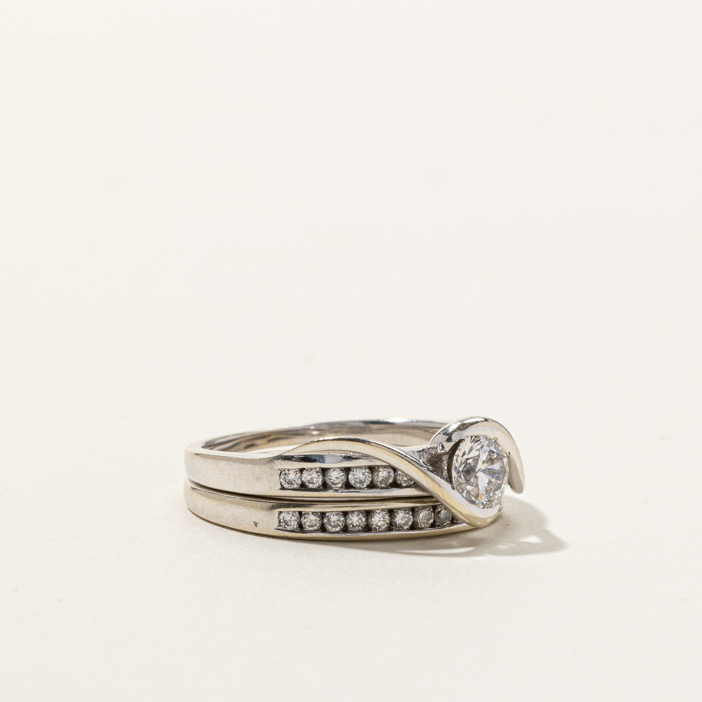 1.04ctw Channel Diamond Engagement Ring Set - I1 Clarity, E Color, Size 8.75 - Perfect for Proposals, Anniversaries & Special Occasions
