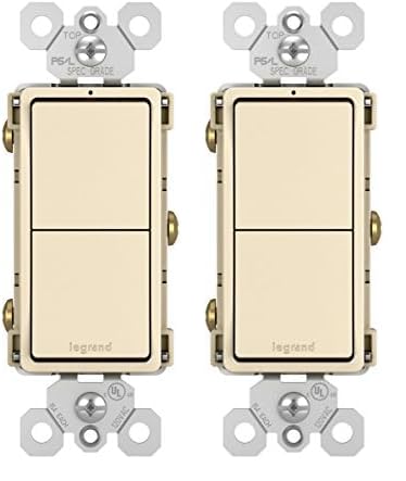 Legrand Radiant 15 Amp Rocker Light Switch - 2 Single-Pole Switches in Light Almond (Pack of 2) - Perfect for Home Lighting Control in Bedrooms, Living Rooms & Hallways