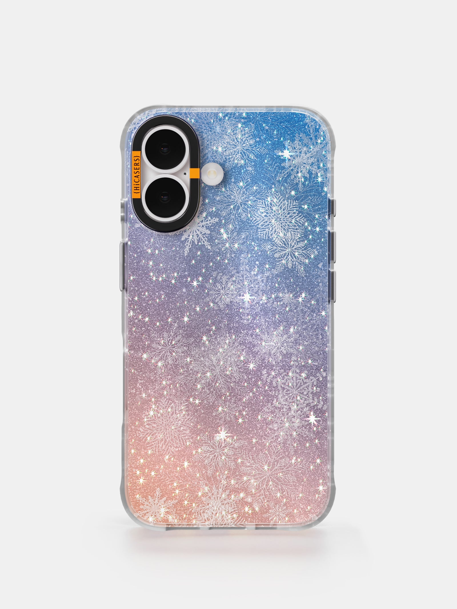 Snowflakes and Flurries Pattern Shimmering Phone Case - Blue Glitter Protective Cover for iPhone & Samsung - Perfect for Winter Holidays & Christmas Gifts