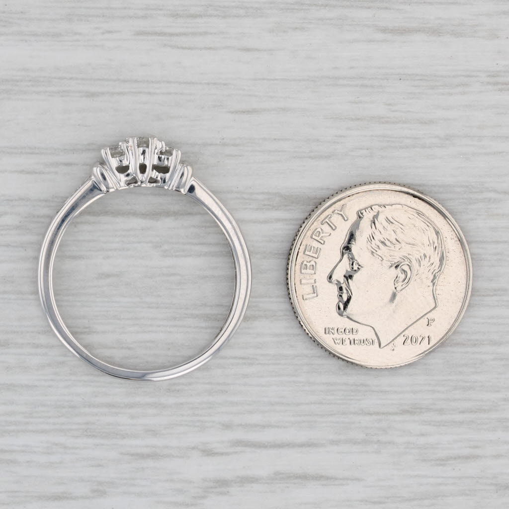 0.20ctw Round Diamond 3 Stone Engagement Ring 10k White Gold Size 7.25 - Perfect for Proposals, Anniversaries & Special Occasions