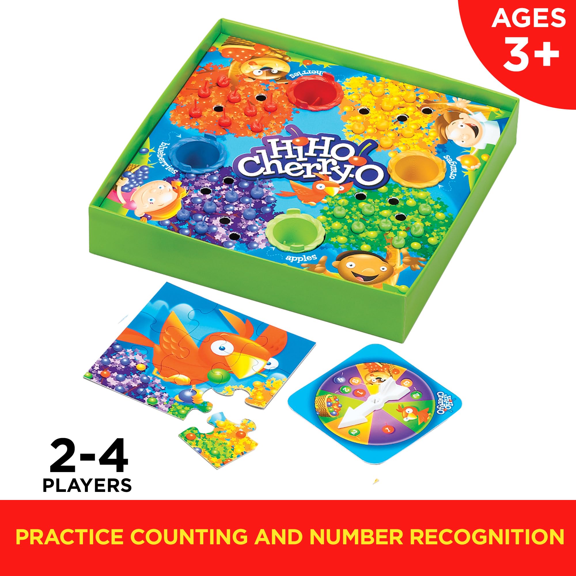Hasbro Gaming Hi Ho Cherry-O Board Game for Kids Ages 3+ | Fun Preschool Learning Toy | 2-4 Player Family Board Game | Easter Gift for Boys & Girls (Amazon Exclusive) | Perfect for Family Game Night & Early Math Skills Development