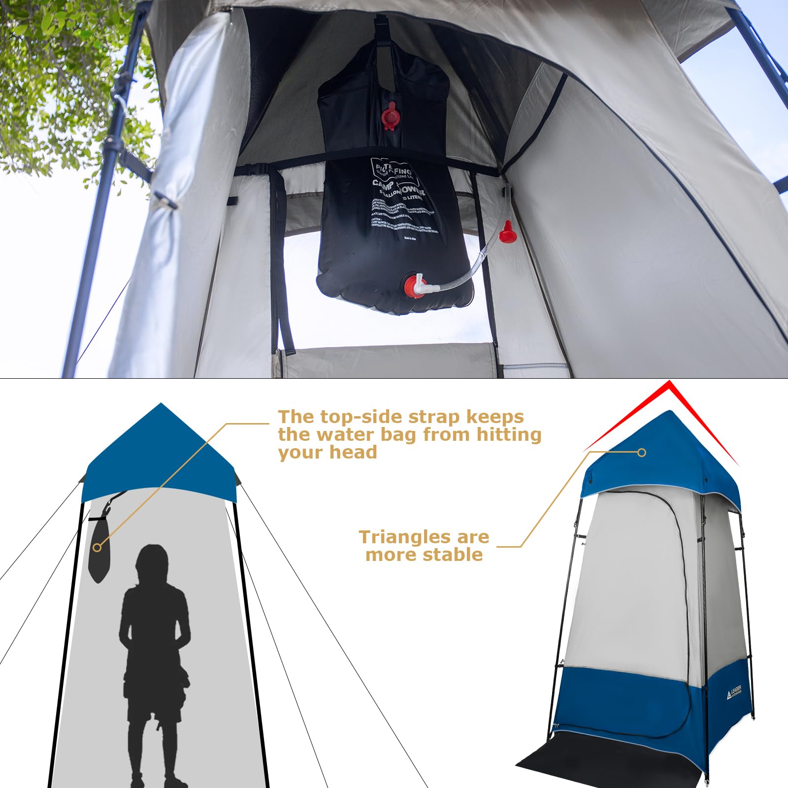 Leader Accessories 6.9 FT Portable Camping Shower Tent - Outdoor Changing Room & Privacy Shelter for Camping, Toilet, Shower, Beach, Pool & Outdoor Adventures