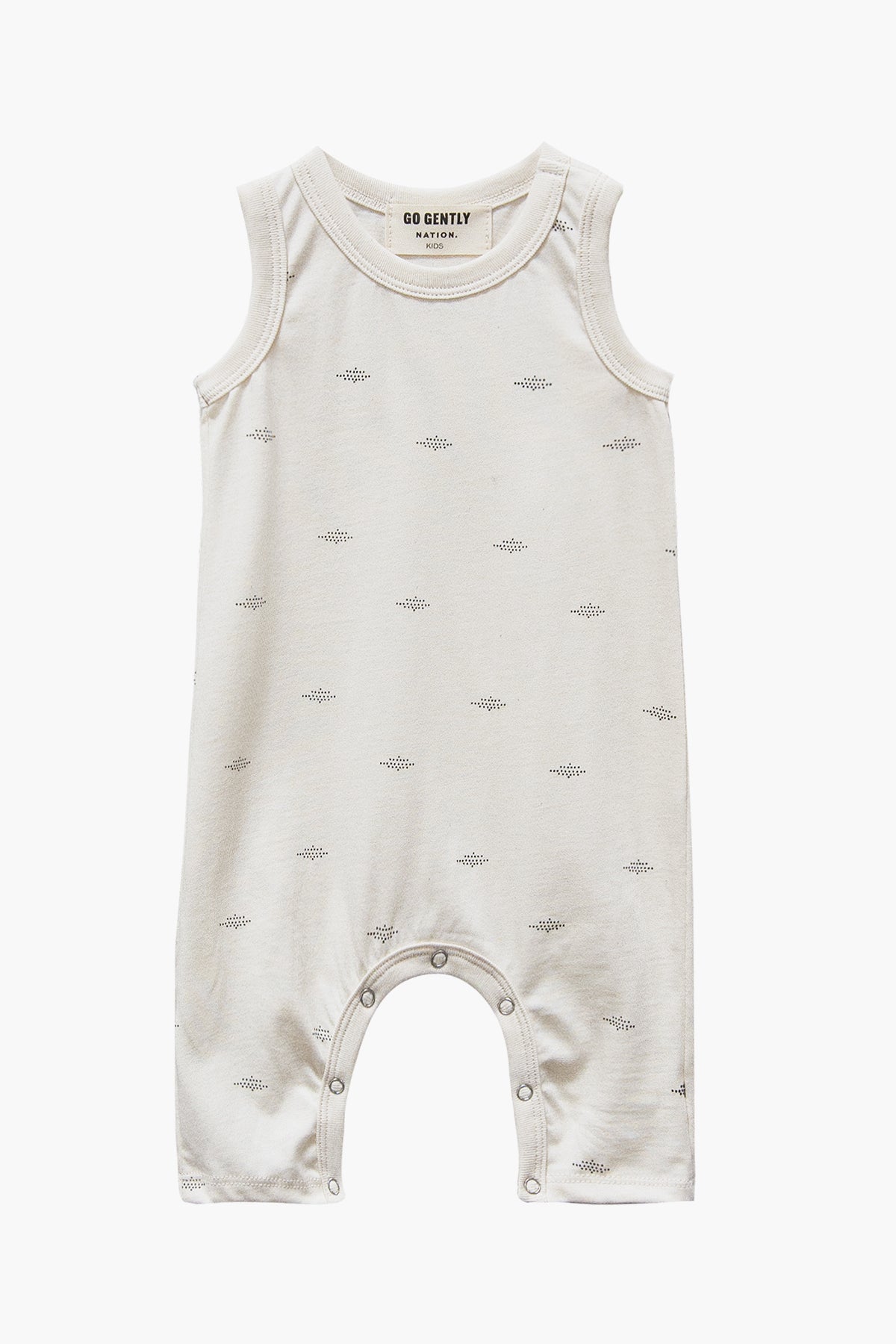 Go Gently Nation Printed Jersey Long Romper - Natural Color Comfortable Baby Onesie for Playtime & Photo Shoots