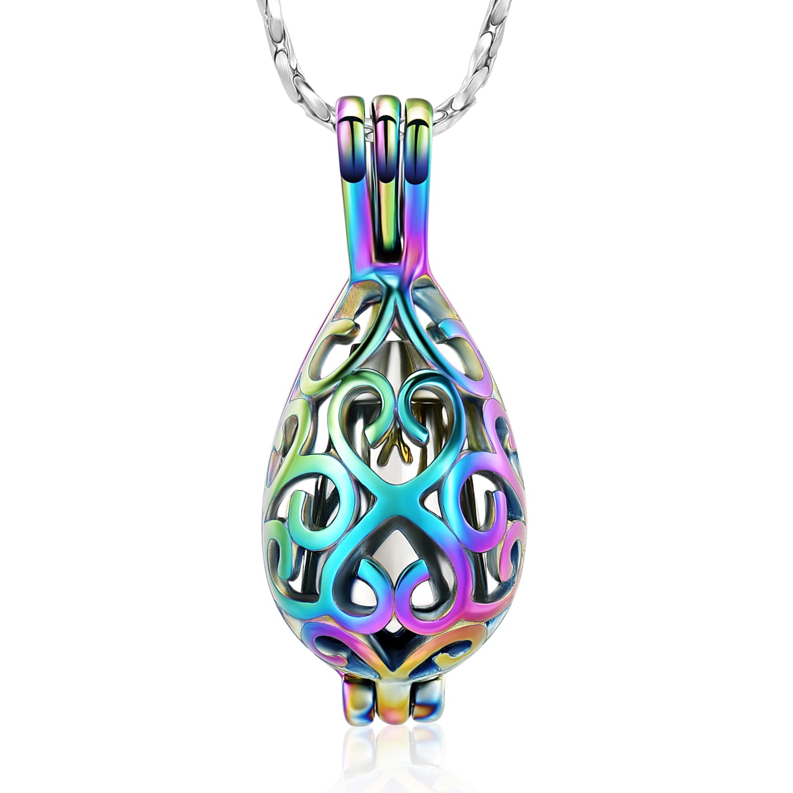 IMRSANL Cremation Jewelry for Ashes - Memorial Necklace Pendant for Women, Teardrop & Heart Urn Locket with Hollow Keepsake Compartment - Perfect for Honoring Loved Ones at Memorials, Funerals & Special Occasions