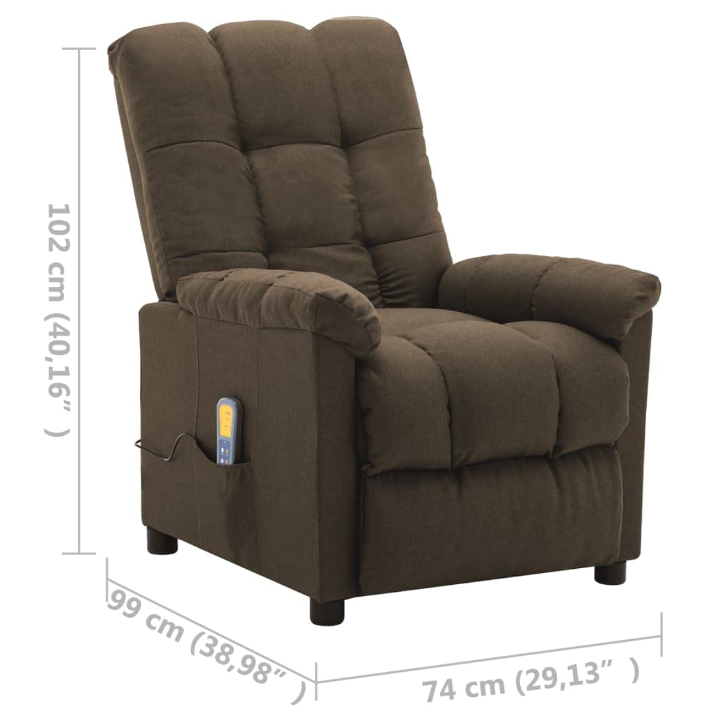 Premium Massage Recliner Chair with Adjustable Headrest & Footrest - Brown Fabric Living Room Recliner for Bedroom, Home Theater & Gaming - Ergonomic Design with Side Pocket Storage | Perfect for Relaxation, Movie Nights & Gaming Sessions